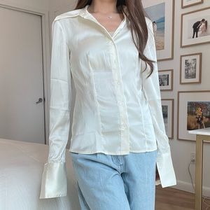 Weworewhat Satin Slim Shirt Top Size 00